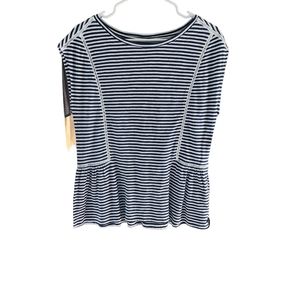🤩NWT Banana Republic Women's Sleeve Less Blue White Stipe Loose Malibu Tee Size